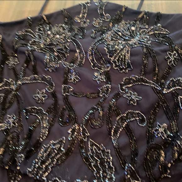 Aidan Mattox Navy Beaded Tulle Halter Dress NWT Size 6 - Picture 8 of 16